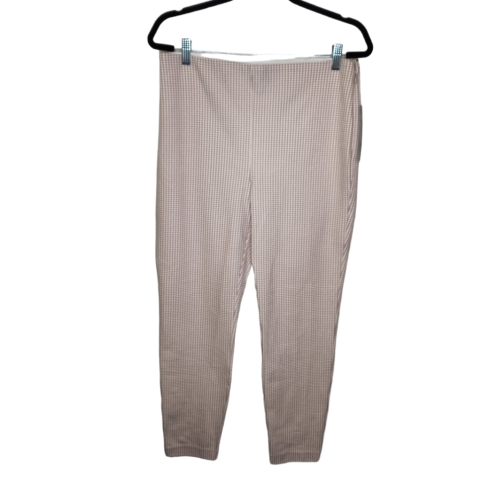 NEW Loft Curvy High Waist Skinny Gingham Pants Side Zip